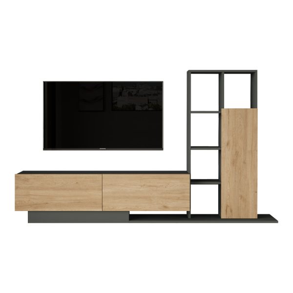 176 000226 4 Damon pakoworld living room set in natural-anthracite color 140x29.5x39.5cmIndoor furniture > Living room sets