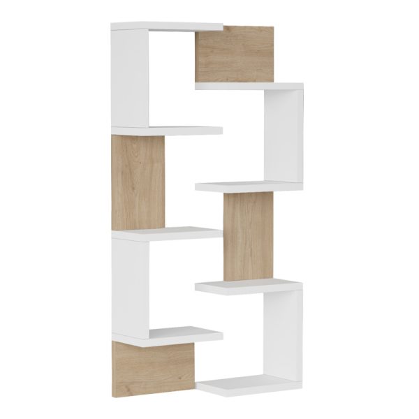 176 000229 Pomar pakoworld wall shelf in natural-white shade 47.2x14.5x92.5cmIndoor furniture > Wall shelves