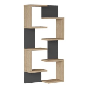 176 000230 Pomar pakoworld wall shelf in natural-anthracite shade 47.2x14.5x92.5cmIndoor furniture > Wall shelves