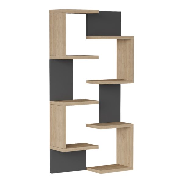 176 000230 Pomar pakoworld wall shelf in natural-anthracite shade 47.2x14.5x92.5cmIndoor furniture > Wall shelves