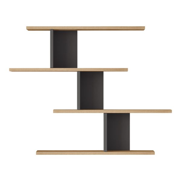 176 000232 3 Zaka pakoworld wall shelf in natural-anthracite shade 98.7x14.5x78cmIndoor furniture > Wall shelves