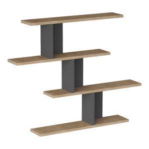 176 000232 Zaka pakoworld wall shelf in natural-anthracite shade 98.7x14.5x78cmIndoor furniture > Wall shelves