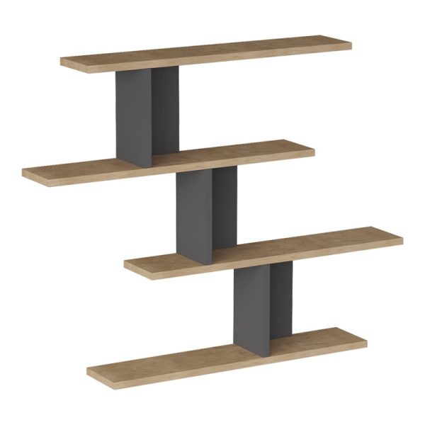 176 000232 Zaka pakoworld wall shelf in natural-anthracite shade 98.7x14.5x78cmIndoor furniture > Wall shelves