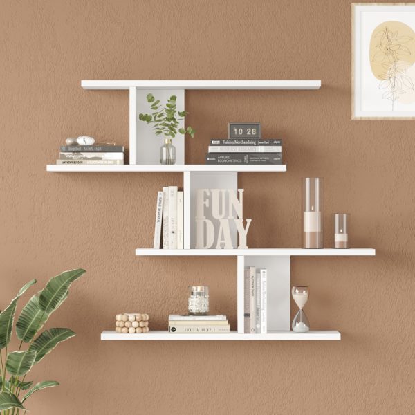 176 000233 2 Zaka pakoworld wall shelf in white shade 98.7x14.5x78cmIndoor furniture > Wall shelves