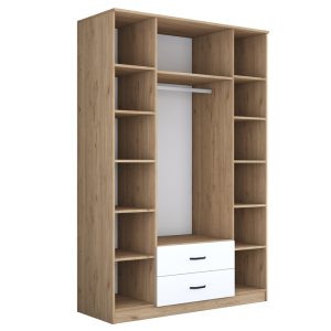 182 000087 2 4 Doors wardrobe with mirror Rersin pakoworld white walnut melamine 140x51.5x210cmIndoor furniture > Wardrobes