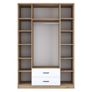 182 000087 3 4 Doors wardrobe with mirror Rersin pakoworld white walnut melamine 140x51.5x210cmIndoor furniture > Wardrobes