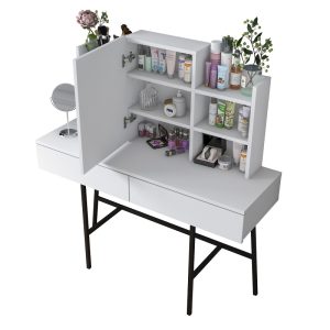 182 000103 2 Dressing table Loppy pakoworld white melamine-black metal leg 120x40x131.6cmIndoor furniture > Drawers-consoles