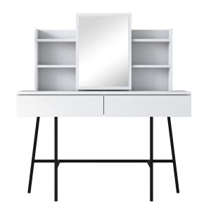 182 000103 3 Dressing table Loppy pakoworld white melamine-black metal leg 120x40x131.6cmIndoor furniture > Drawers-consoles