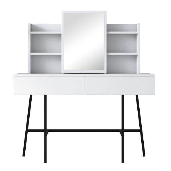 182 000103 3 Dressing table Loppy pakoworld white melamine-black metal leg 120x40x131.6cmIndoor furniture > Drawers-consoles