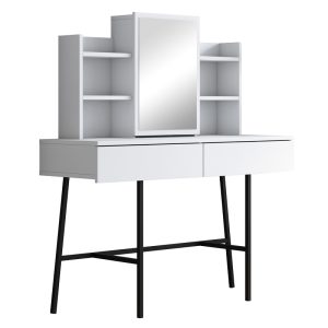 182 000103 Dressing table Loppy pakoworld white melamine-black metal leg 120x40x131.6cmIndoor furniture > Drawers-consoles