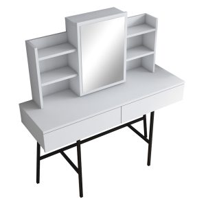 182 000103 4 Dressing table Loppy pakoworld white melamine-black metal leg 120x40x131.6cmIndoor furniture > Drawers-consoles