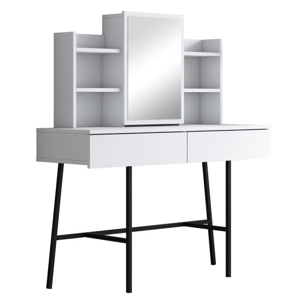 182 000103 Dressing table Loppy pakoworld white melamine-black metal leg 120x40x131.6cmIndoor furniture > Drawers-consoles