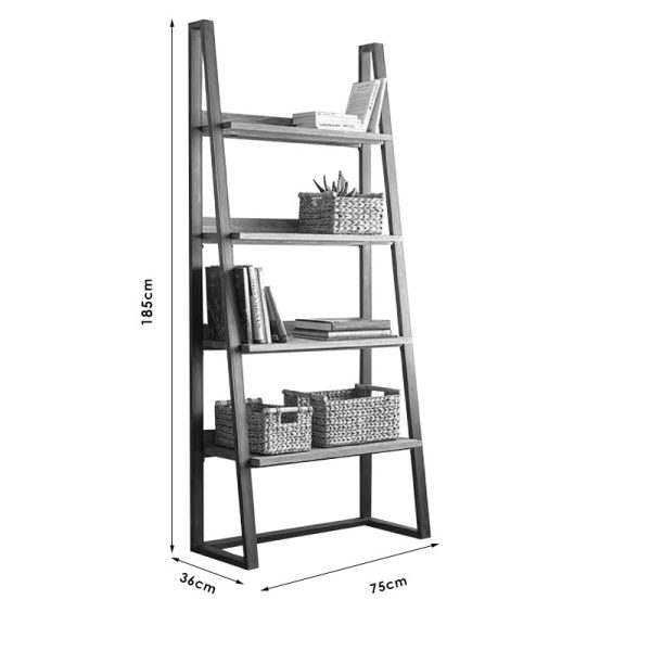 197 000064 2 Bookcase Ryder pakoworld walnut-black 75x36x185cmOffice furniture > Bookshelves