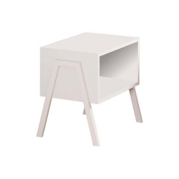197 000265 2 Taffa pakoworld bedside table with white metal legs in white shade 49x35x49cmIndoor furniture > Bedside tables