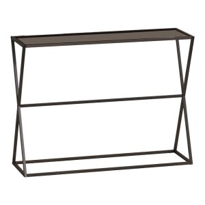 197 000289 Console Loujie I pakoworld in black metal with smoke glass 100x30x76cmIndoor furniture > Drawers-consoles