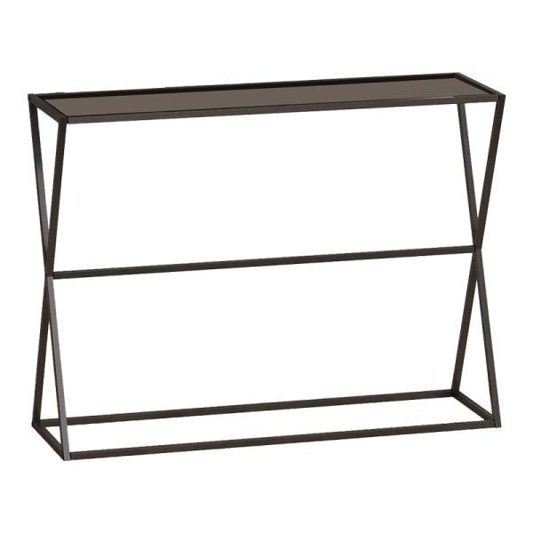 197 000289 Console Loujie I pakoworld in black metal with smoke glass 100x30x76cmIndoor furniture > Drawers-consoles