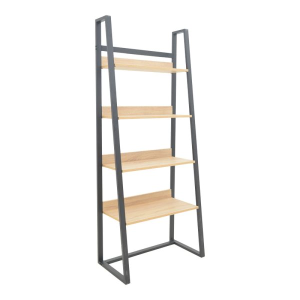 197 000293 Ryder pakoworld bookcase in oak-black shade 75x36x185cmIndoor furniture > Bookshelves
