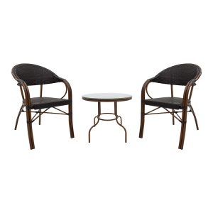 200 000332 Lounge set 3pcs Paula pakoworld metal-pe rattan brownEASTER OFFERS