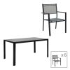 200 000379 Dining table Moly-Kliton A set of 7 pakoworld aluminum and anthracite textilene 150x80x74cmOutdoor furniture > Garden food table