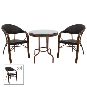 200 000483 Dining set 5pcs Paula pakoworld metal-pe brownEASTER OFFERS
