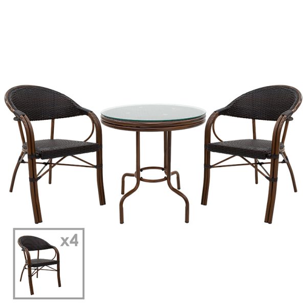 200 000483 Dining set 5pcs Paula pakoworld metal-pe brownEASTER OFFERS