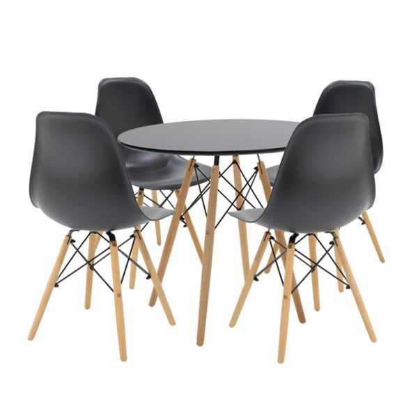 200 000629 Julita dining table pakoworld set of 5 in black-natural shade D80x73cmStudent Offers