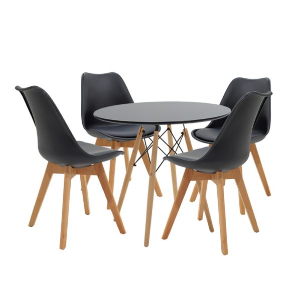 200 000631 Julita-Gaston pakoworld dining table set of 5 in natural and black D80x73cmStudent Offers