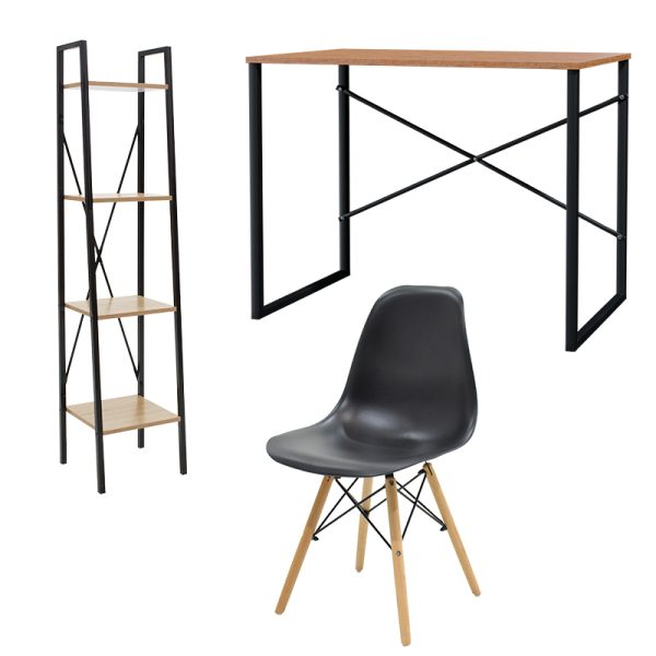 200 000659 Ramon-Zayn-Julita Student Office Furniture Pack in Gray Black pakoworld 3pc SetStudent Offers