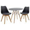 200 000682 Julita dining table set of 3 pakoworld MDF and beech wood in white-natural shade D60x73cmStudent Offers