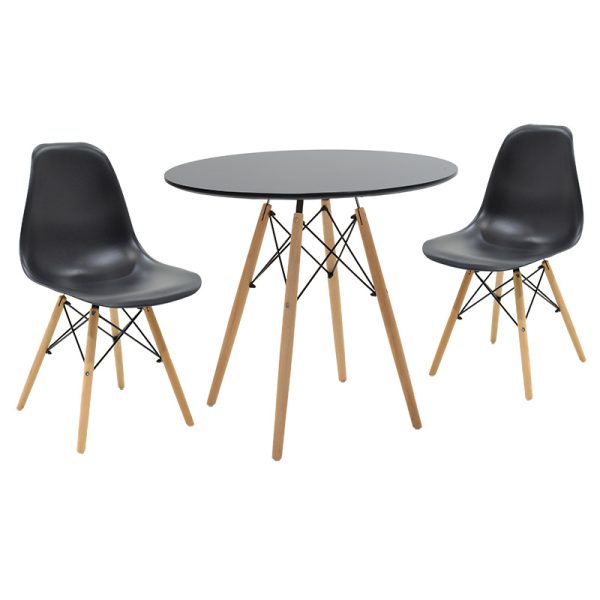 200 000690 Julita dining table pakoworld set of 3 in black-natural shade D80x73cmStudent Offers