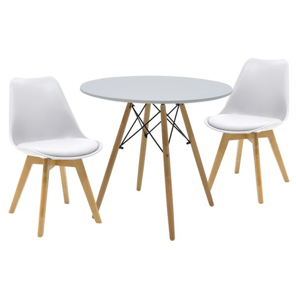 200 000695 Julita-Gaston pakoworld dining table set of 3 in natural-white shade Φ80x73cmStudent Offers