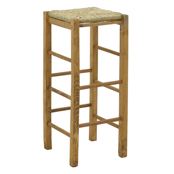 200 000745 Coffee shop stool without width with mat Bodier-Charchie I pakoworld walnut wood 35x35x78cmIndoor furniture > Stools