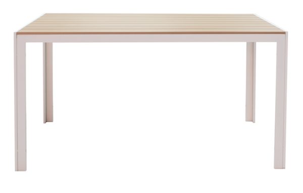 200 000921 2 Dining table Nares-Norture A set of 5 pakoworld white aluminum and plywood in a natural shade 140x80x72.5cmOutdoor furniture > Garden food table