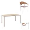 200 000924 Dining table Nares-Moly A set of 5 pakoworld anthracite-black aluminum and plywood in natural color 140x80x72.5cmOutdoor furniture > Garden food table