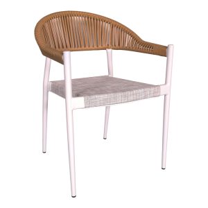 200 000924 4 Dining table Nares-Elation set of 5 pakoworld white aluminum and plywood in natural shade 140x80x72.5cmOutdoor furniture > Garden food table