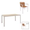 200 000926 Dining table Nares-Raven A set of 5 pakoworld white aluminum and plywood in a natural shade 140x80x72.5cmOutdoor furniture > Garden food table
