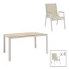 200 000928 Dining table Nares-Elation set of 5 pakoworld white aluminum and plywood in natural shade 140x80x72.5cmOutdoor furniture > Garden food table