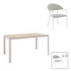 200 000929 Dining table Zacreta-Nares set of 7 pakoworld white aluminum and plywood in natural color 180x90x72.5cmOutdoor furniture > Garden food table
