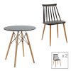 200 000971 Aurora-Natali pakoworld dining table set of 5 pp-mdf in black-natural color 80x80x76cmIndoor furniture > Dinning sets