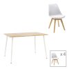 200 001002 Dining table Ditta-Winslow pakoworld set of 7 rubberwood wood in light walnut color 180x85x75cmIndoor furniture > Dinning sets