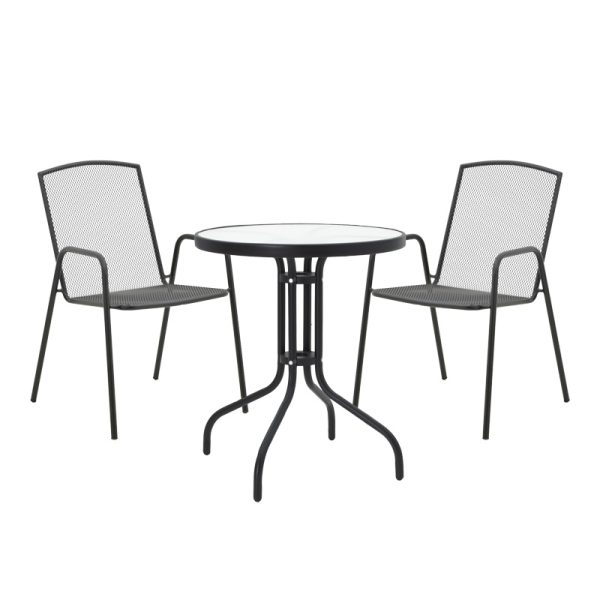 200 001132 Watson-Pomedon pakoworld dining set 3pcs metal in black shadeOutdoor furniture > Garden food table