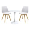 200 001141 Elijah-Gaston pakoworld dining table set of 3 pp-pu in grey-white color with natural legs Φ60x74cmIndoor furniture > Dinning sets