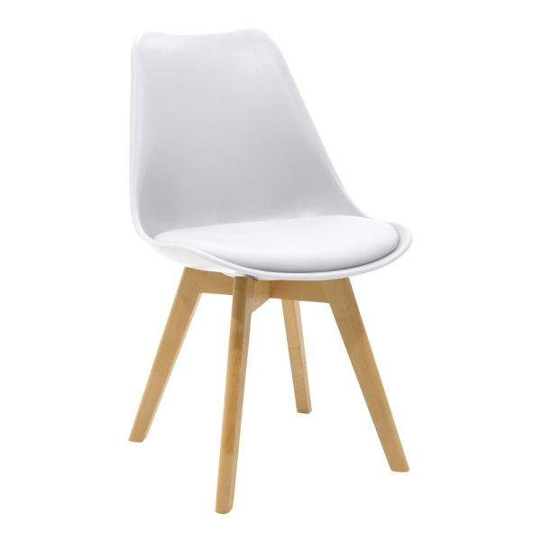 200 001141 2 Elijah-Gaston pakoworld dining table set of 3 pp-pu in white color with natural legs Φ60x74cmIndoor furniture > Dinning sets