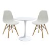 200 001143 Elijah-Gaston pakoworld dining table set of 3 pp-pu in white color with natural legs Φ60x74cmIndoor furniture > Dinning sets