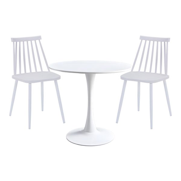 200 001148 Elijah-Aurora I pakoworld dining table set of 3 pp in white color Φ60x74cmIndoor furniture > Dinning sets
