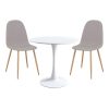 200 001150 Elijah-Julita pakoworld dining table set of 3 pp-pu in white color with natural legs Φ60x74cmIndoor furniture > Dinning sets