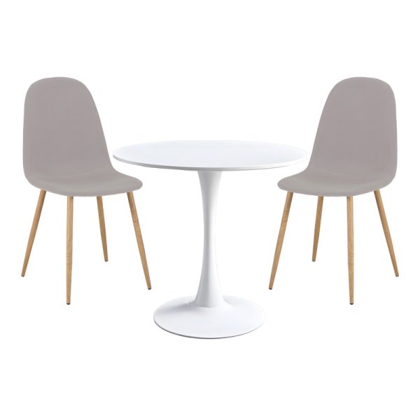 200 001150 Elijah-Bella pakoworld dining table set of 3 in white-grey color Φ60x74cmIndoor furniture > Dinning sets