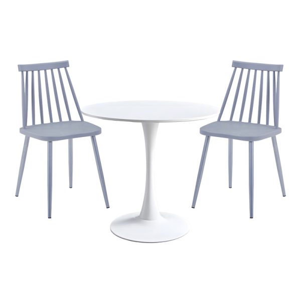 200 001151 Elijah-Aurora I pakoworld dining table set of 3 pp in white-grey color Φ60x74cmIndoor furniture > Dinning sets