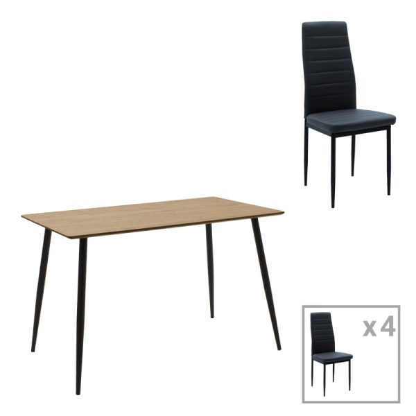 200 001153 Dining table set of 5 pieces Cuba-Parker pakoworld madf in sonoma-black color 120x70x76cmIndoor furniture > Dinning sets