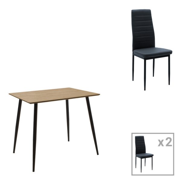 200 001154 Dining table set of 3 pieces Cuba-Parker pakoworld madf in sonoma-black color 70x70x75cmIndoor furniture > Dinning sets